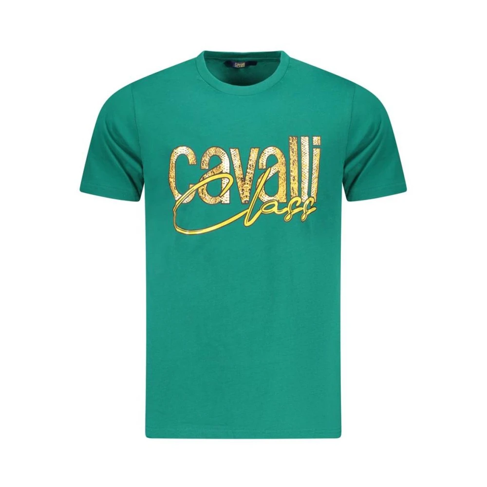 Cavalli Class Men's Green Logo Tee With Vivid Print