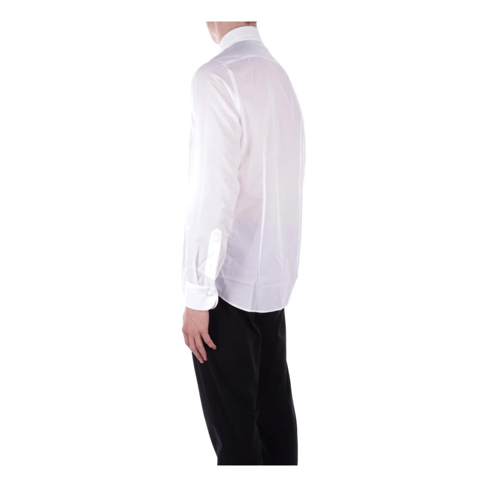 Tagliatore Witte Overhemd met Knoopsluiting en Geplooide Details White Heren