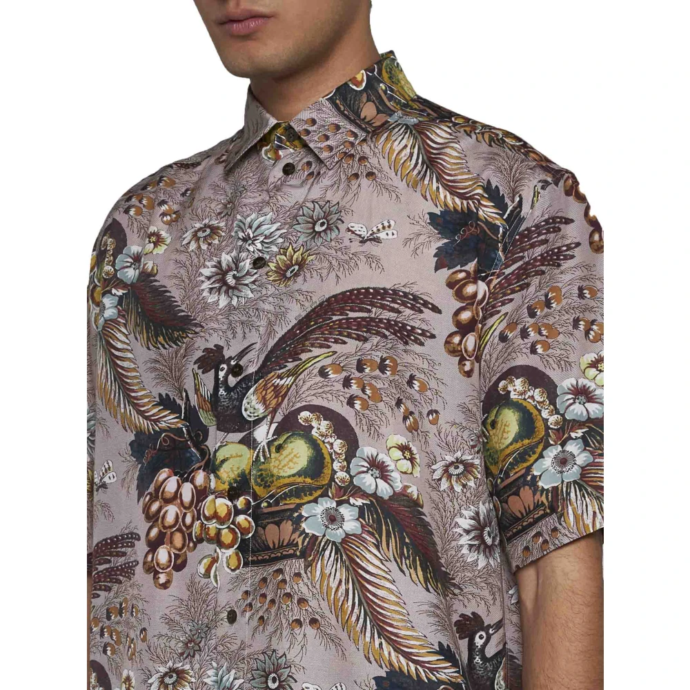 ETRO Bloemen Streep Camp Kraag Shirt Multicolor Heren