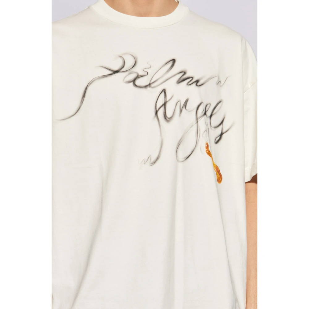 Palm Angels Bedrukt T-shirt Beige Heren
