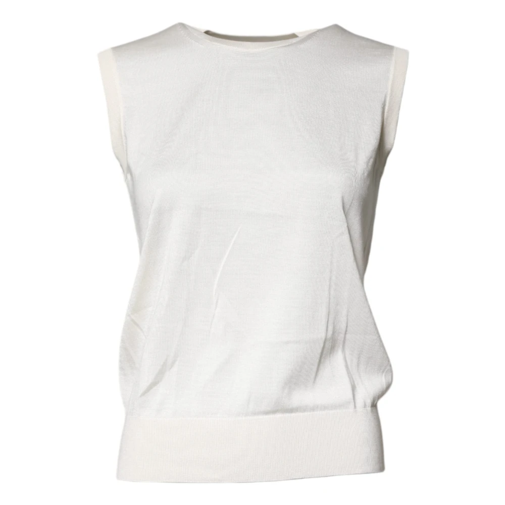 Dolce & Gabbana Femme Blanc Tops, Taille: 38 Fr Débardeur À Col Rond