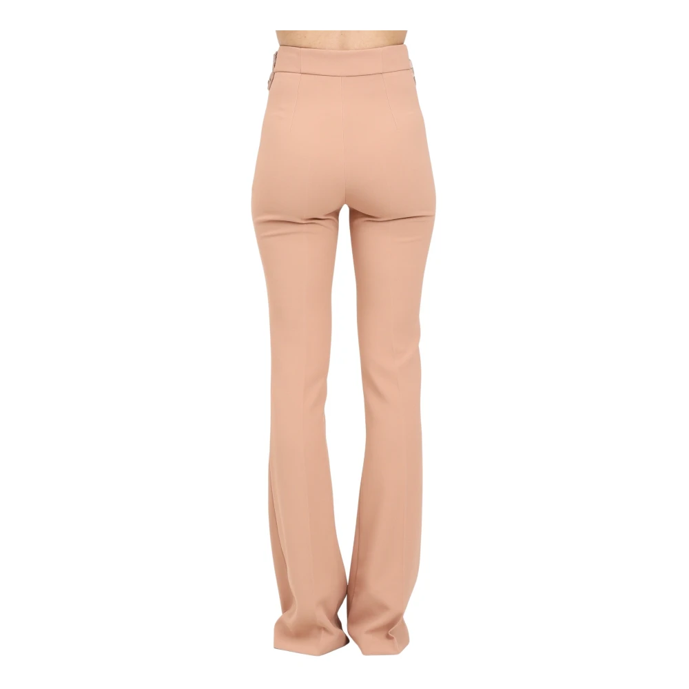 Elisabetta Franchi Elegante Nude Hoge Taille Palazzo Broek Beige Dames
