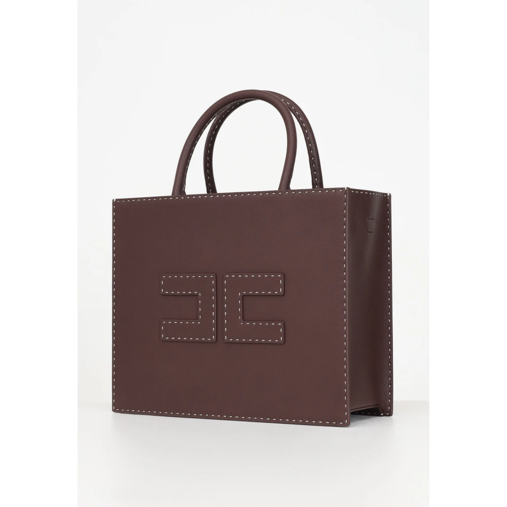 Elisabetta Franchi Bruine Shopper Tas met Schouderband Brown Dames