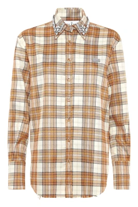 Checked Oversize Shirt LS Strass Flame