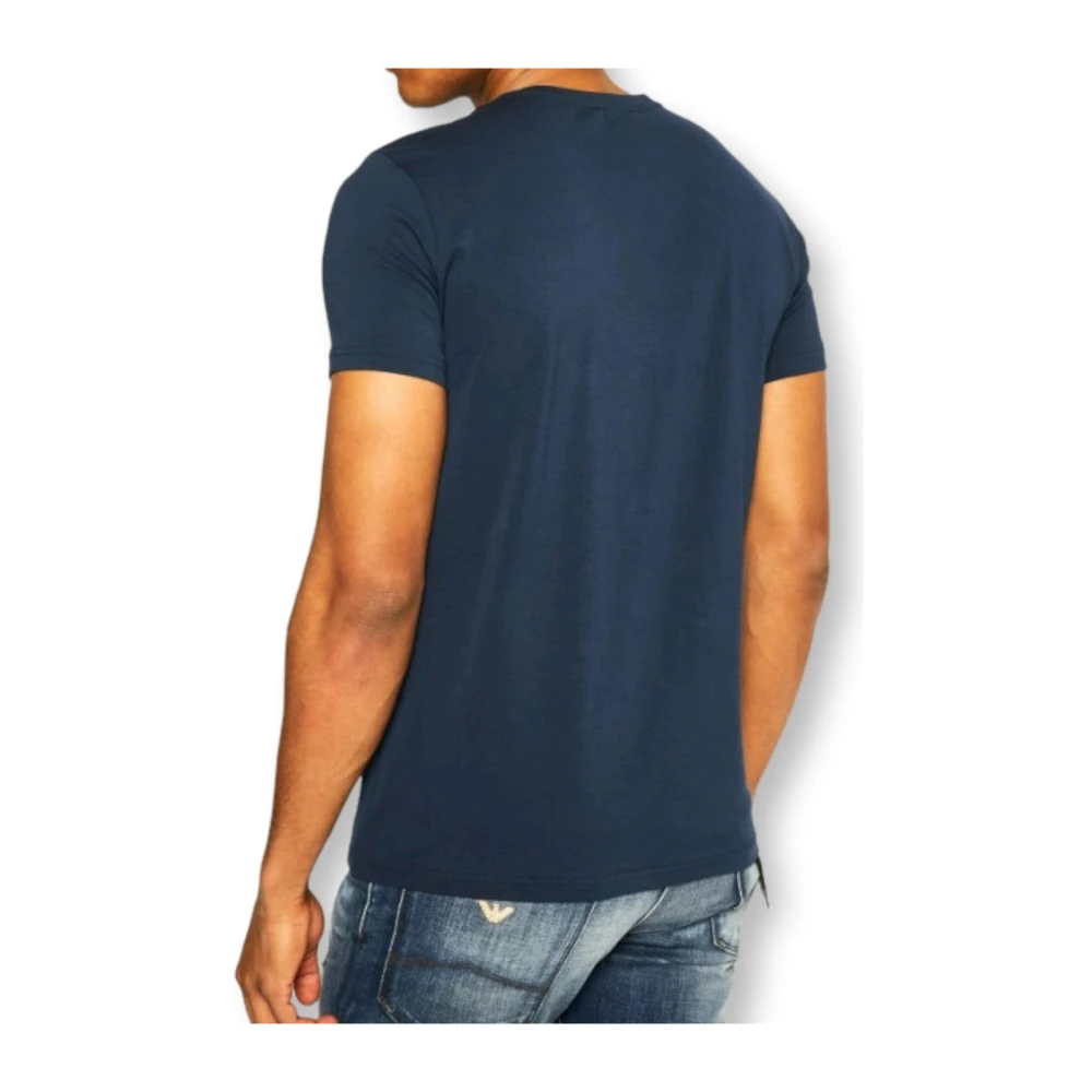 Emporio Armani Shirt met contrast schouderband Blue Heren