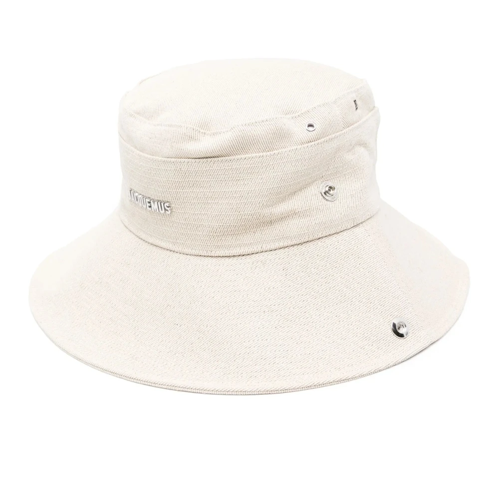 Jacquemus Sand Beige Bucket Hat med Justerbar Snodd White, Herr