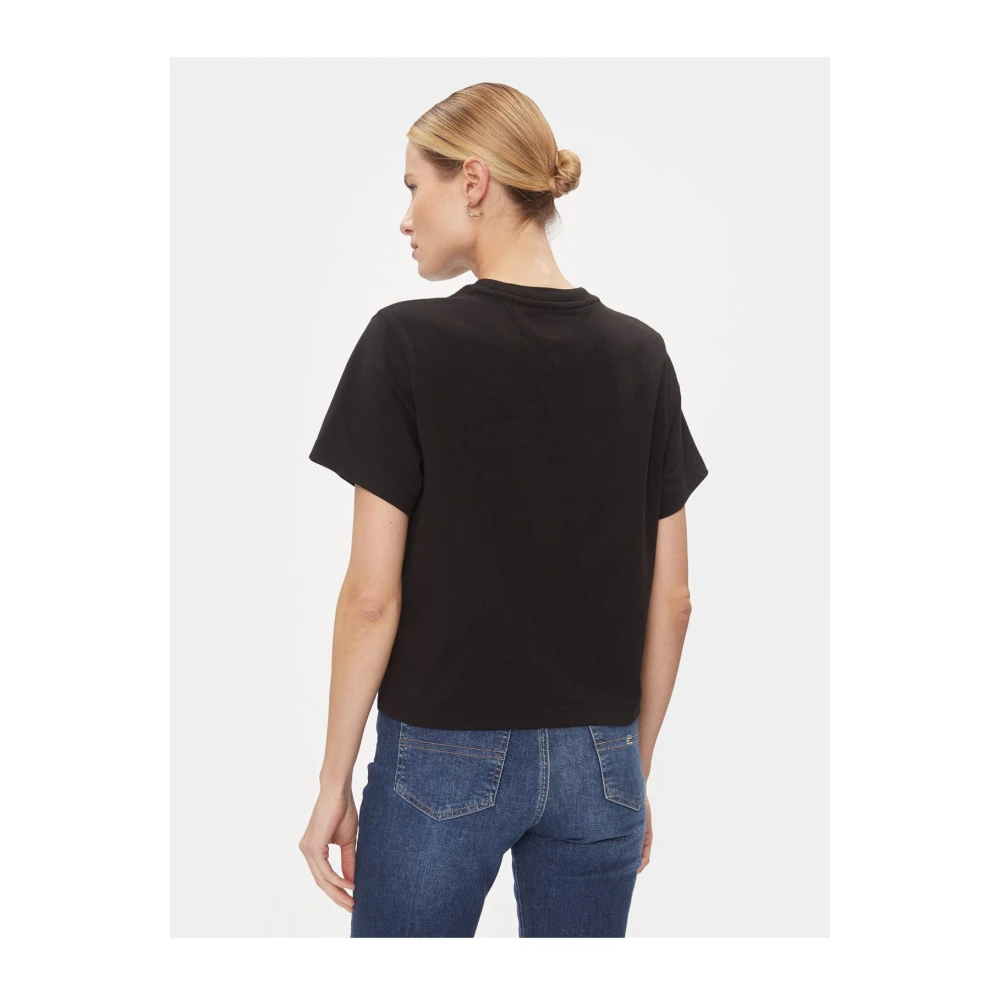 Tommy Jeans Geborduurd logo boxy fit t-shirt Black Dames