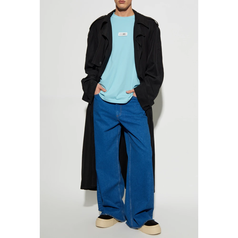 MM6 Maison Margiela T-shirt met logo patch Blue Heren