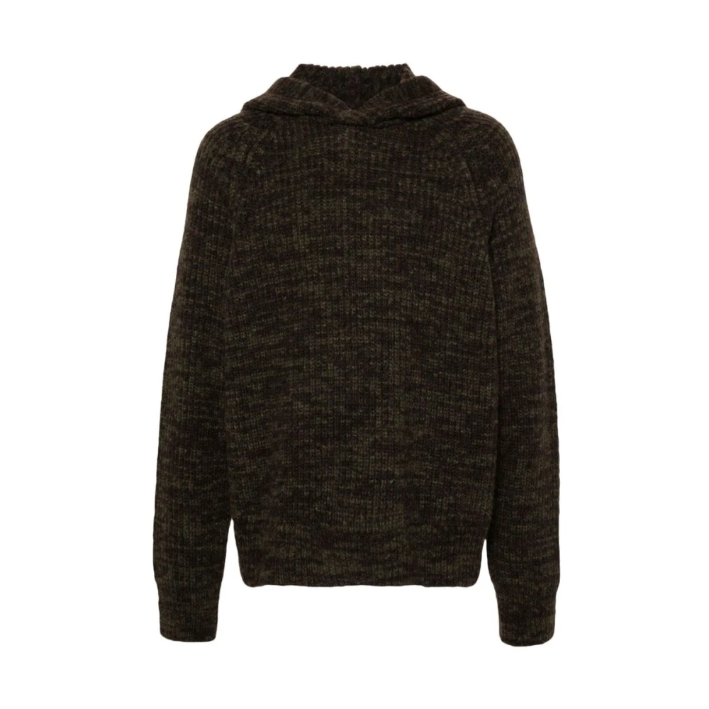 Laneus Grof Gebreide Olijfgroene Hoodie Green Heren