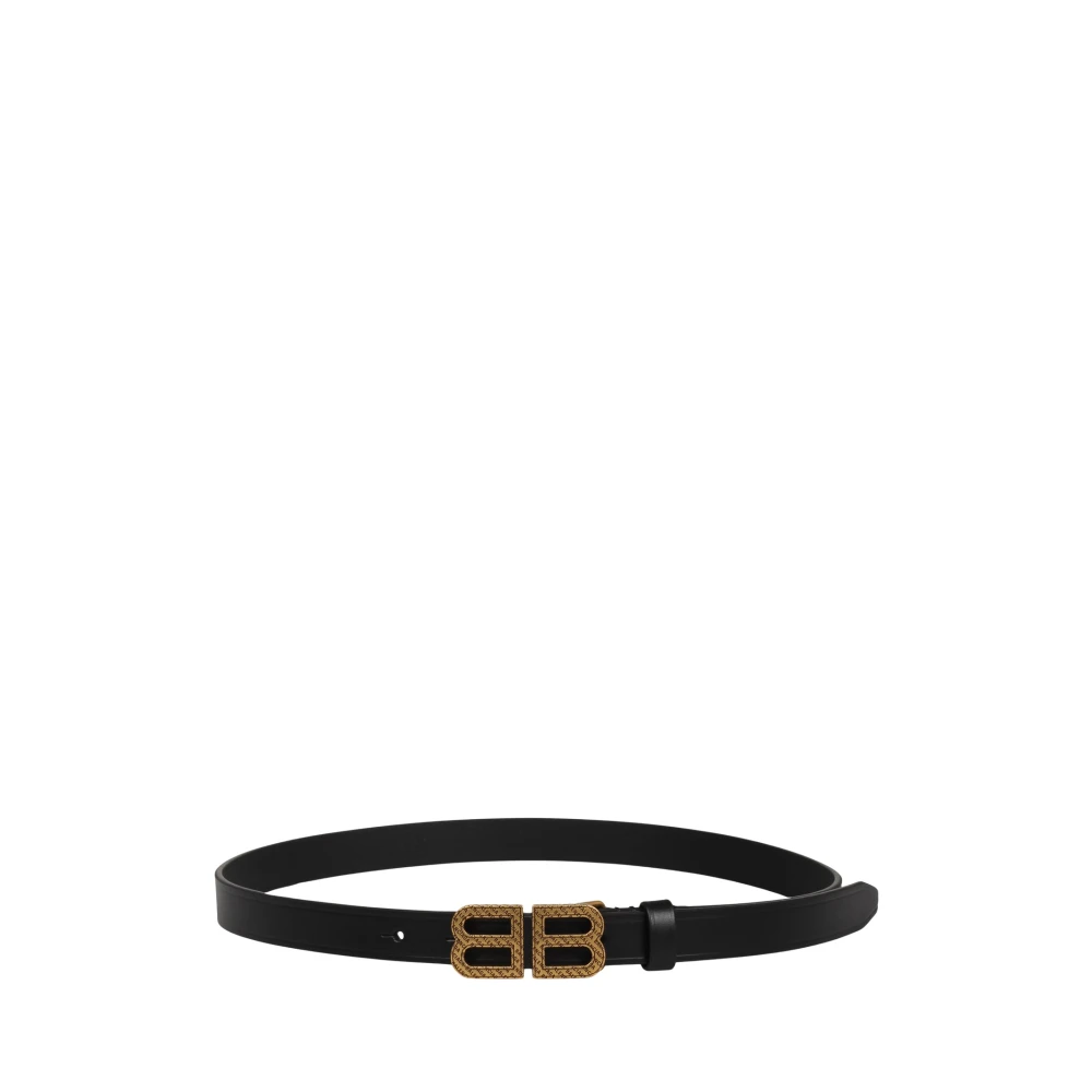 Balenciaga Hourglass Dunne Riem met BB Gesp Black Dames