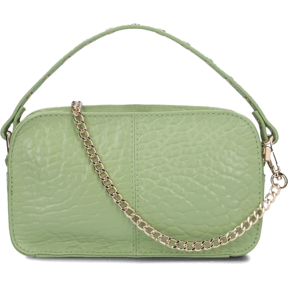 Núnoo Groene Leren Schoudertas Helena Eyelet Green Dames