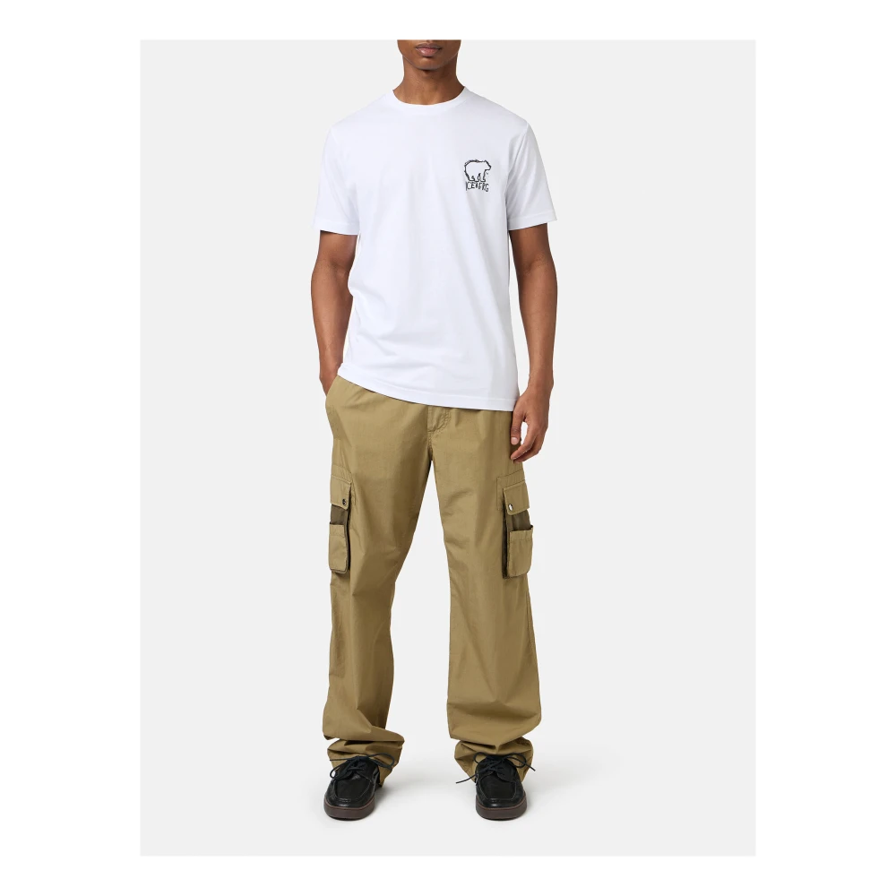 Iceberg Wit slim fit katoenen T-shirt met beerprint White Heren