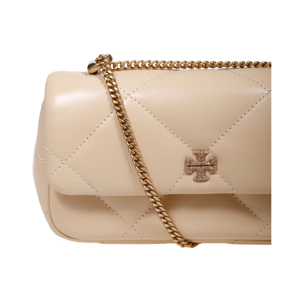 TORY BURCH Diamant Quilt Mini Flap Tas Beige Dames