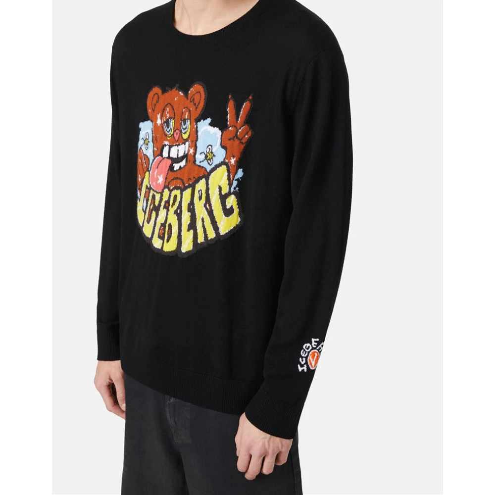 Iceberg Trui met cartoonafbeeldingen Black Heren