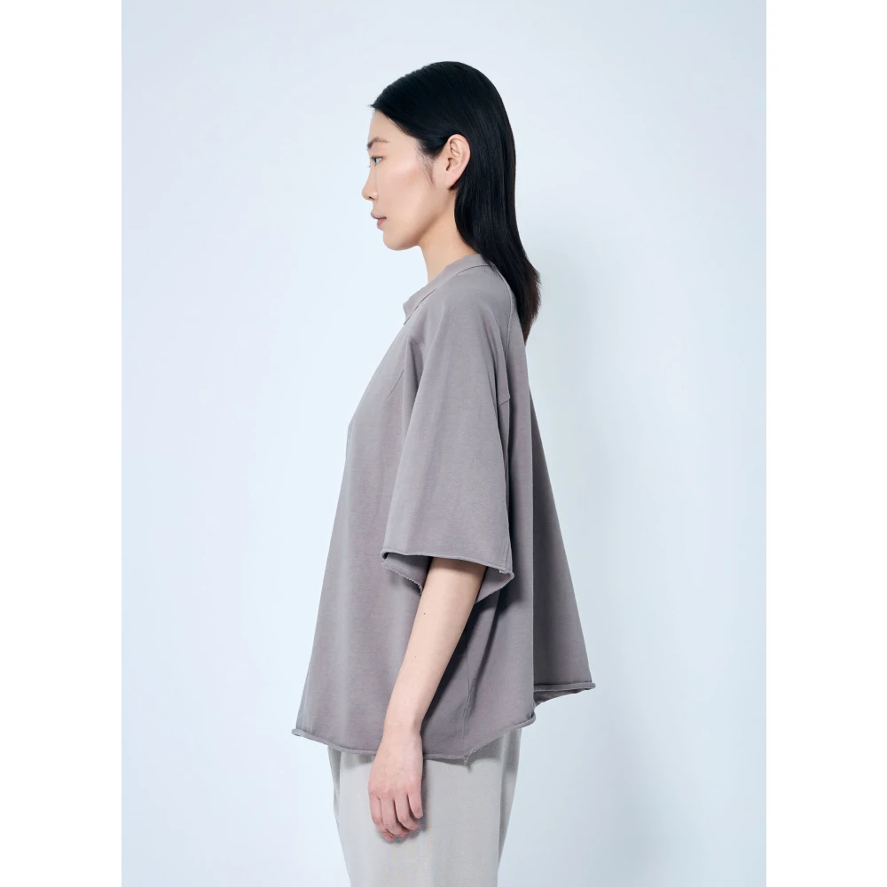 Entire Studios Katoenen Boxy T-shirt Ronde Hals Korte Mouwen Gray Dames