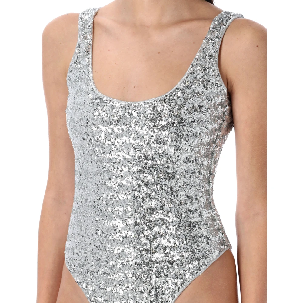 Oseree Paillettes Sportieve Badpak Zilver Gray Dames