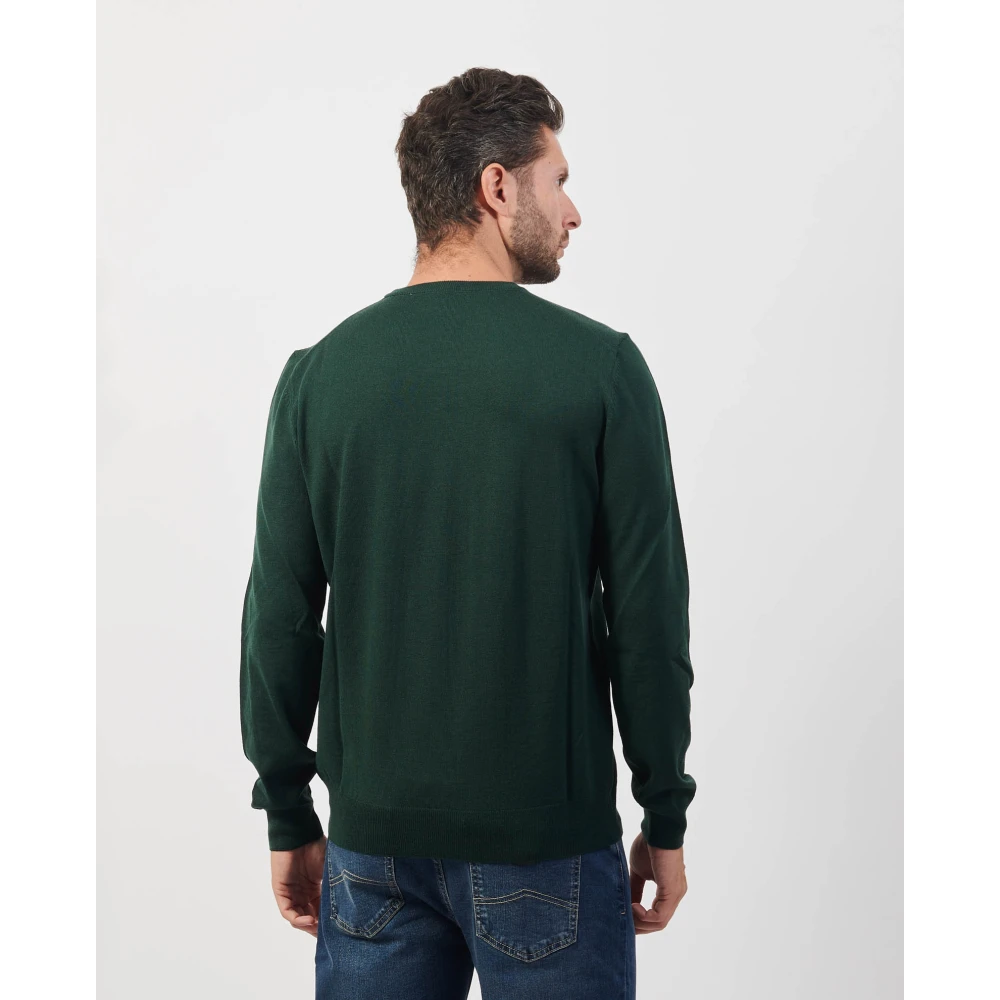 Hugo Boss Groene Crew Neck Wollen Trui Green Heren
