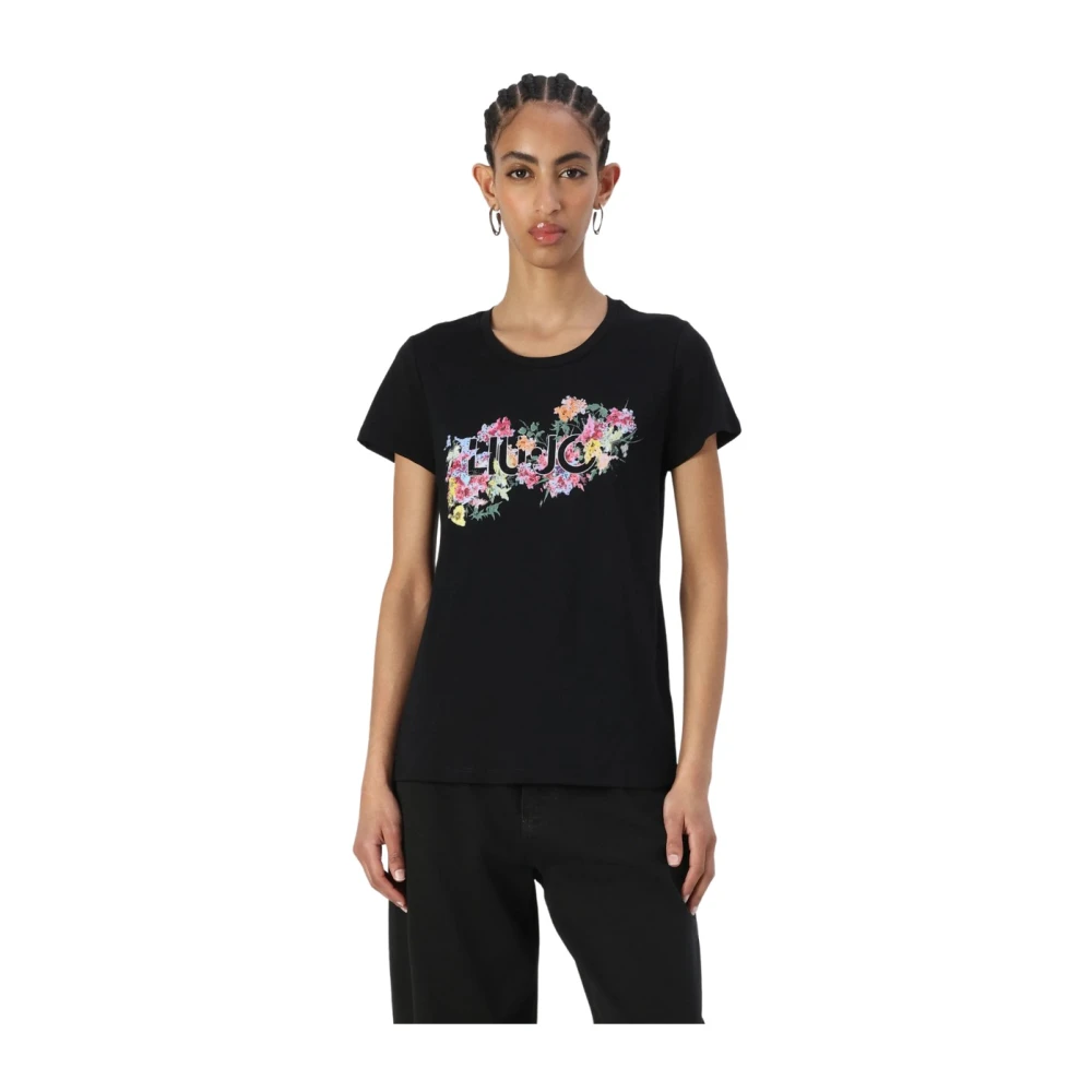Liu Jo Bloemenprint T-shirt Korte Mouw Black Dames
