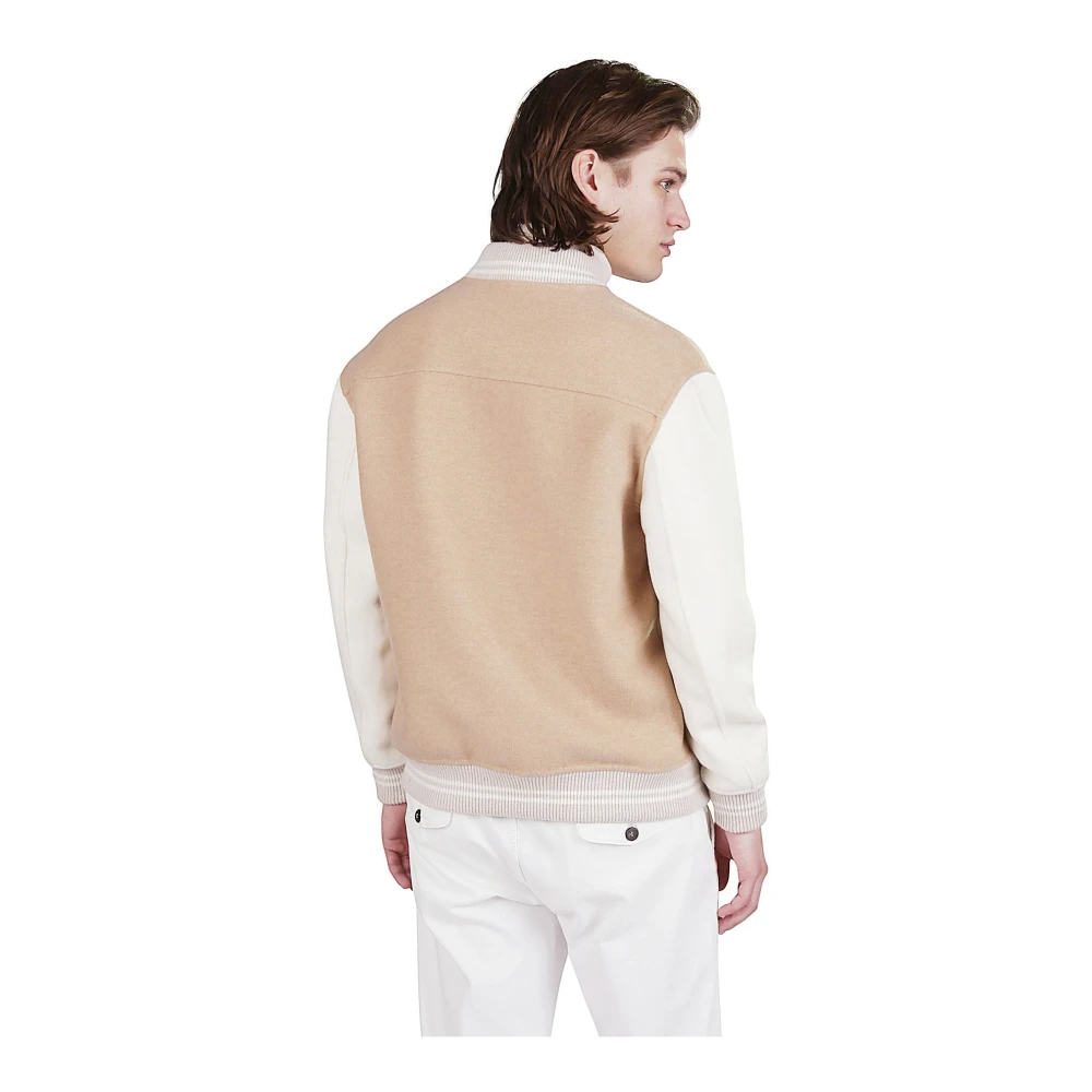 Eleventy Color Block Wol Kasjmier Bomber Brown Heren