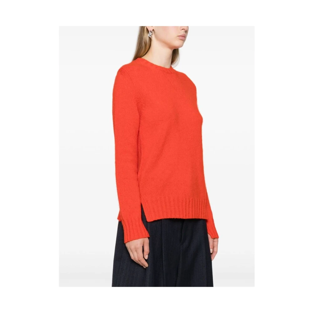 Jil Sander Klaproos Rood Wollen Mix Gebreide Trui Red Dames