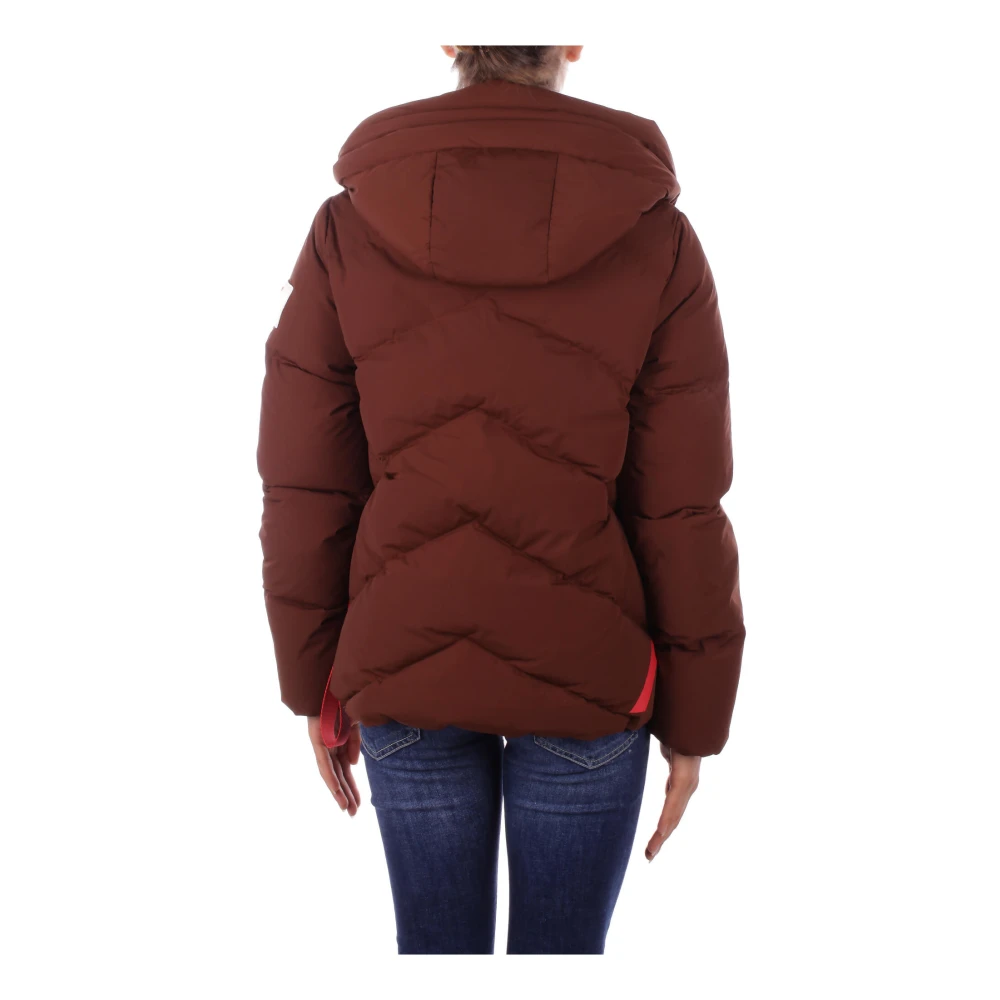 Afterlabel Hooded Jacket met zijlogo rits Brown Dames