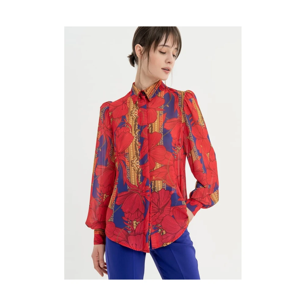 Fracomina Overhemd met bloemenprint en pofmouwen Multicolor Dames