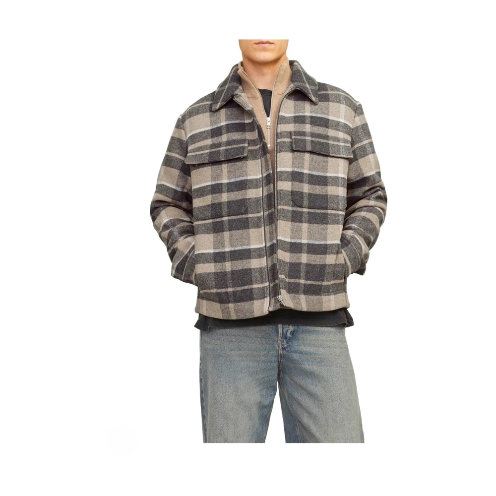 jack & jones Beige Rits Hoodie Jas Beige Heren
