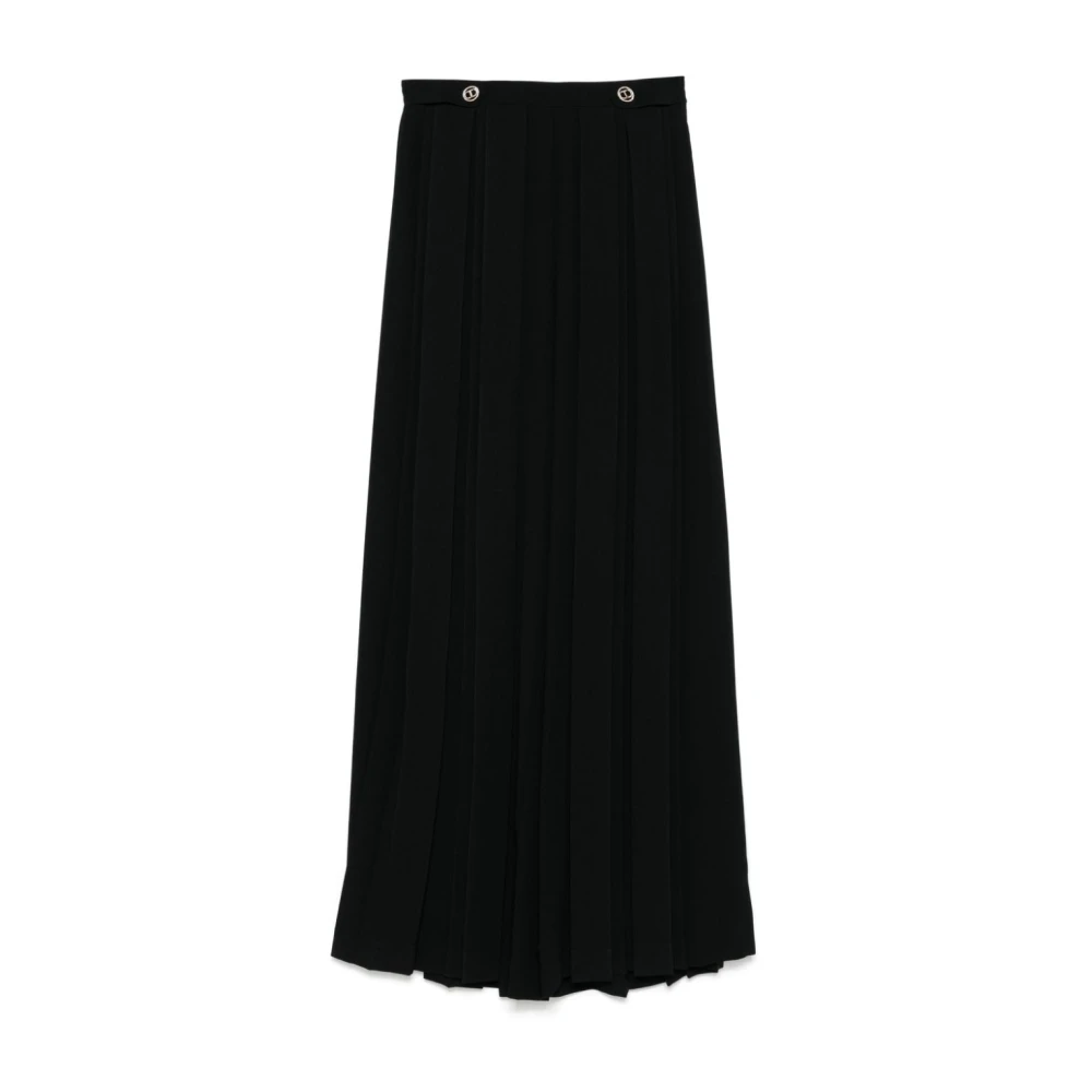 Twinset Zwarte Wijde Broek met Plooien Black Dames