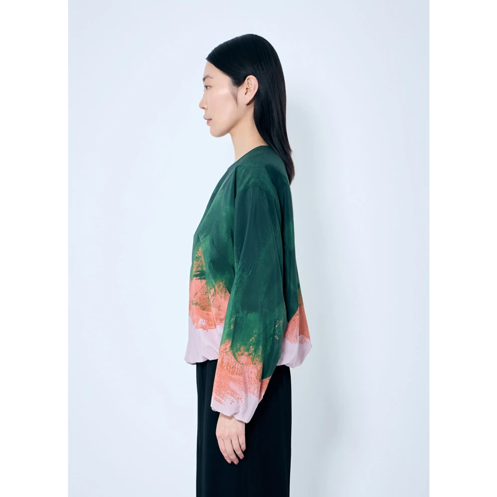 Dries Van Noten Zijdeblend Gedrukte Capo Blouse Multicolor Dames