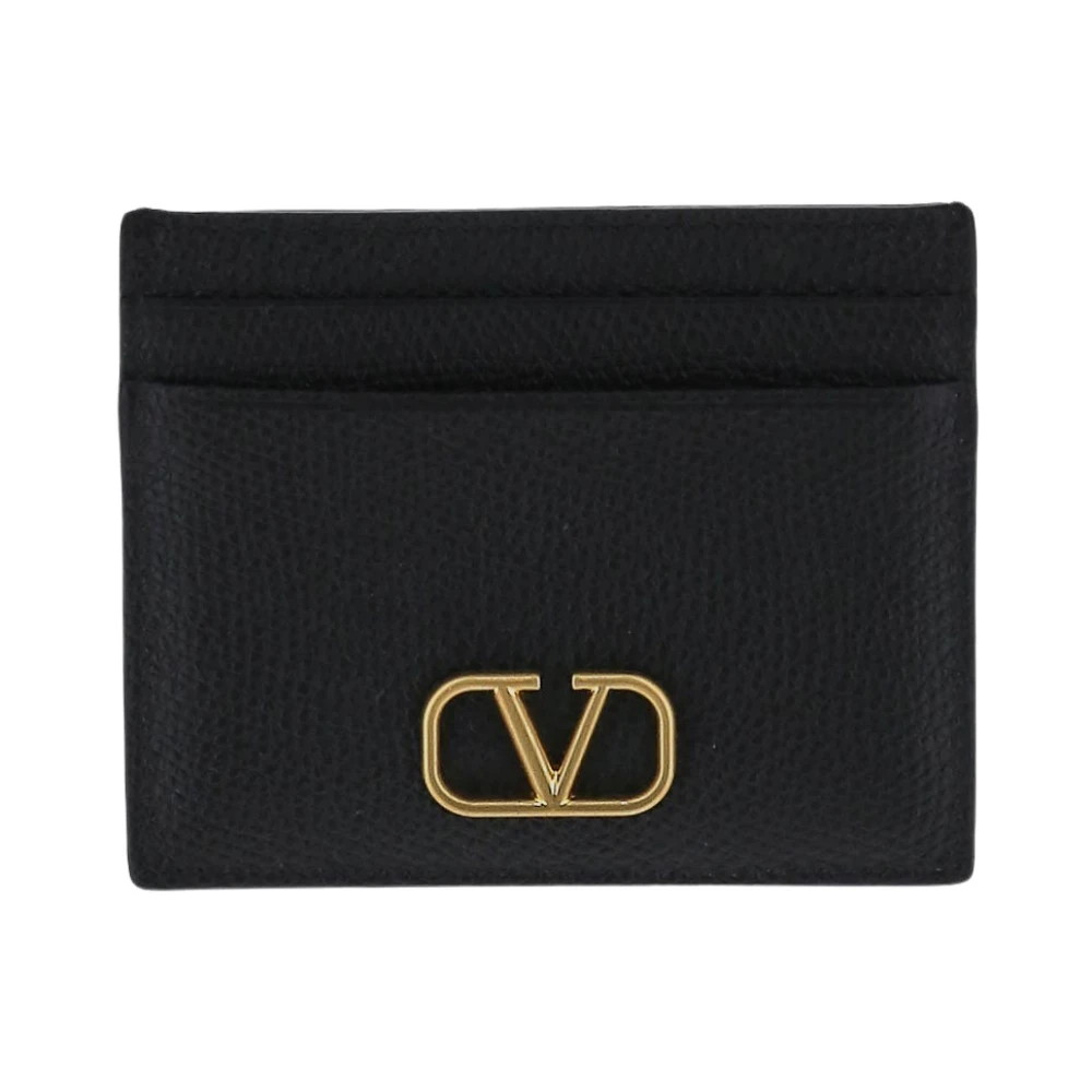 Valentino Garavani Leren Logo Kaarthouder Portemonnee Black Dames