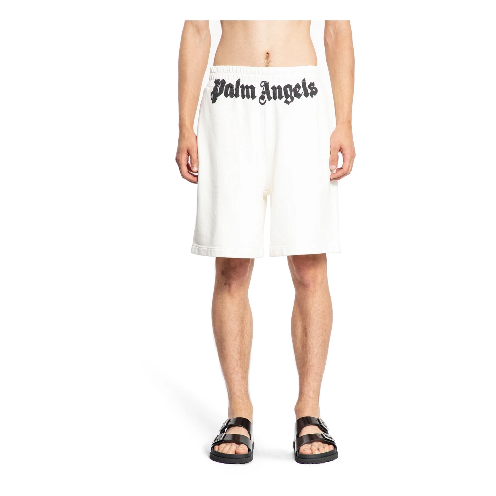 Palm Angels Klassieke Logo Sweatshorts Zwart White Heren