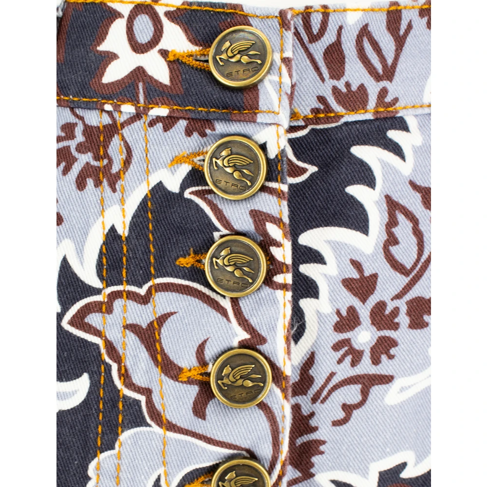 ETRO Bloemig Wijd Uitlopend Katoen Jacquard Denim Jeans Multicolor Dames