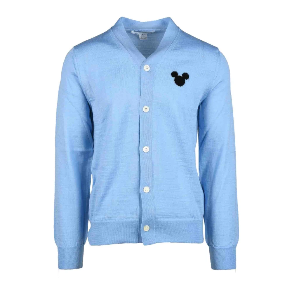 Comme des Garçons Stilig Cardigan i Akryl Ull Blandning Blue, Herr