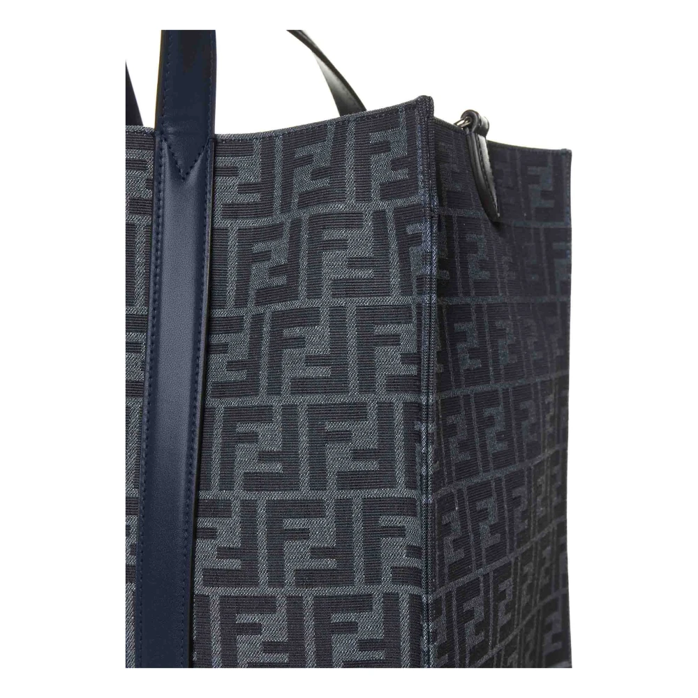 Fendi Blauwe Denim Tote Tas met Leer Blue Heren