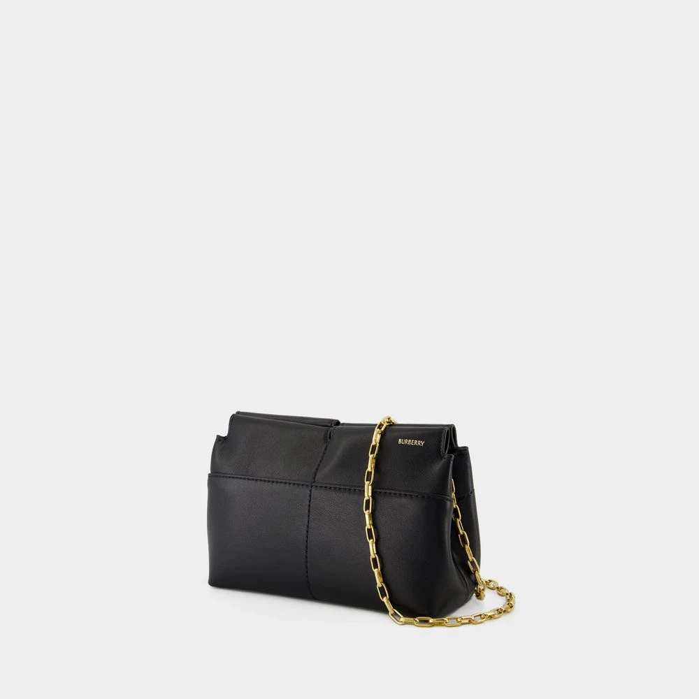 Burberry Zwarte leren Snip Clutch met schouderketting Black Dames