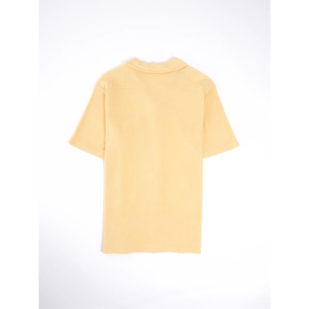 Hartford Terry Cotton Short-Sleeved Shirt Yellow Heren