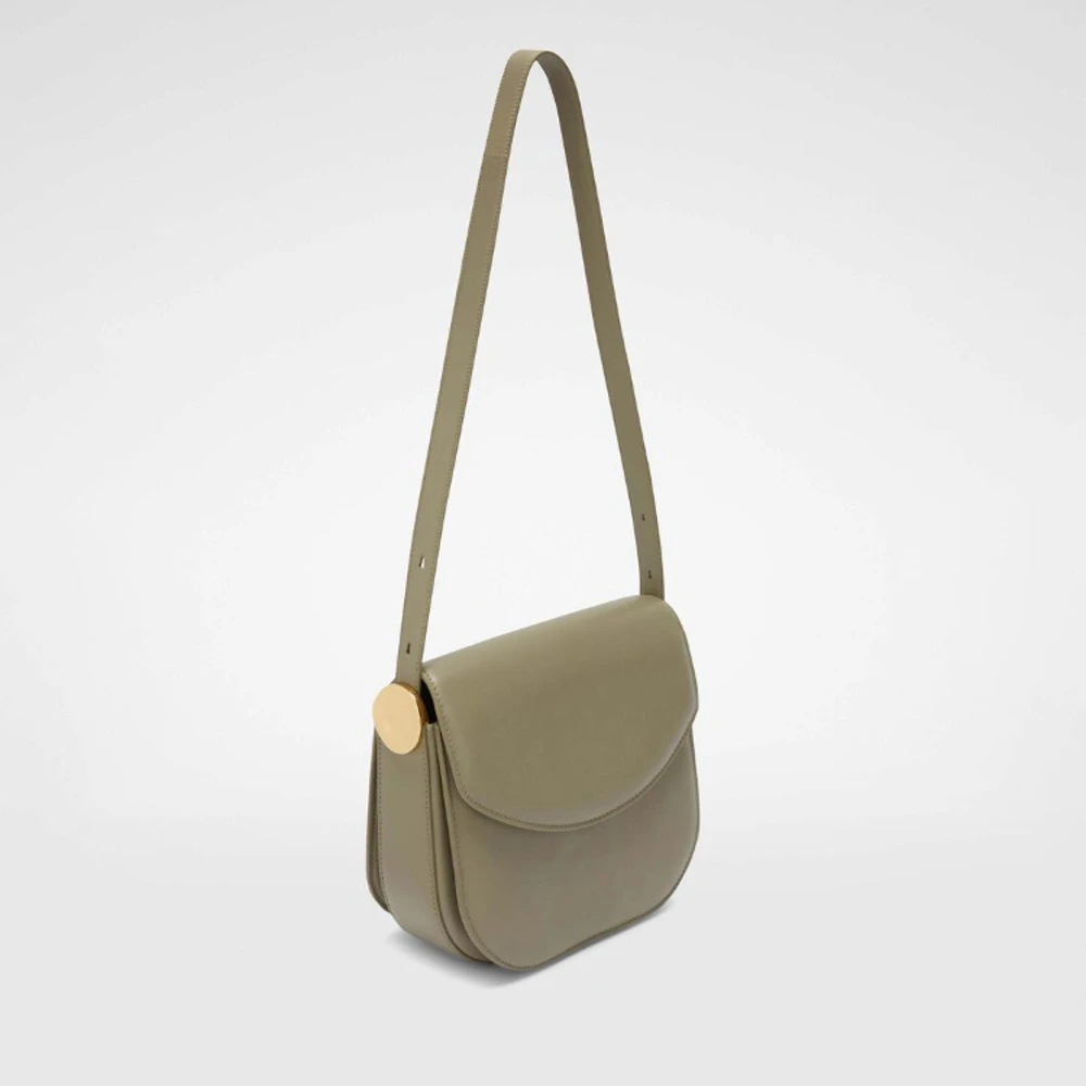 Jil Sander Coin Media Leren Tas Leisteen Green Dames