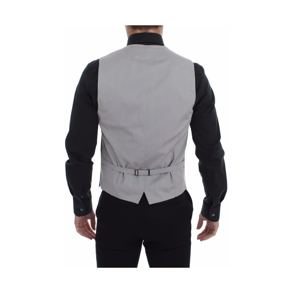 Dolce & Gabbana Grijze Slim Fit Jurk Vest Gray Heren