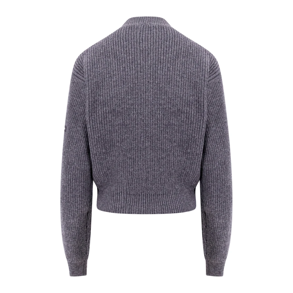 Balenciaga Wollen Cropped Sweater met Logo Patch Gray Dames