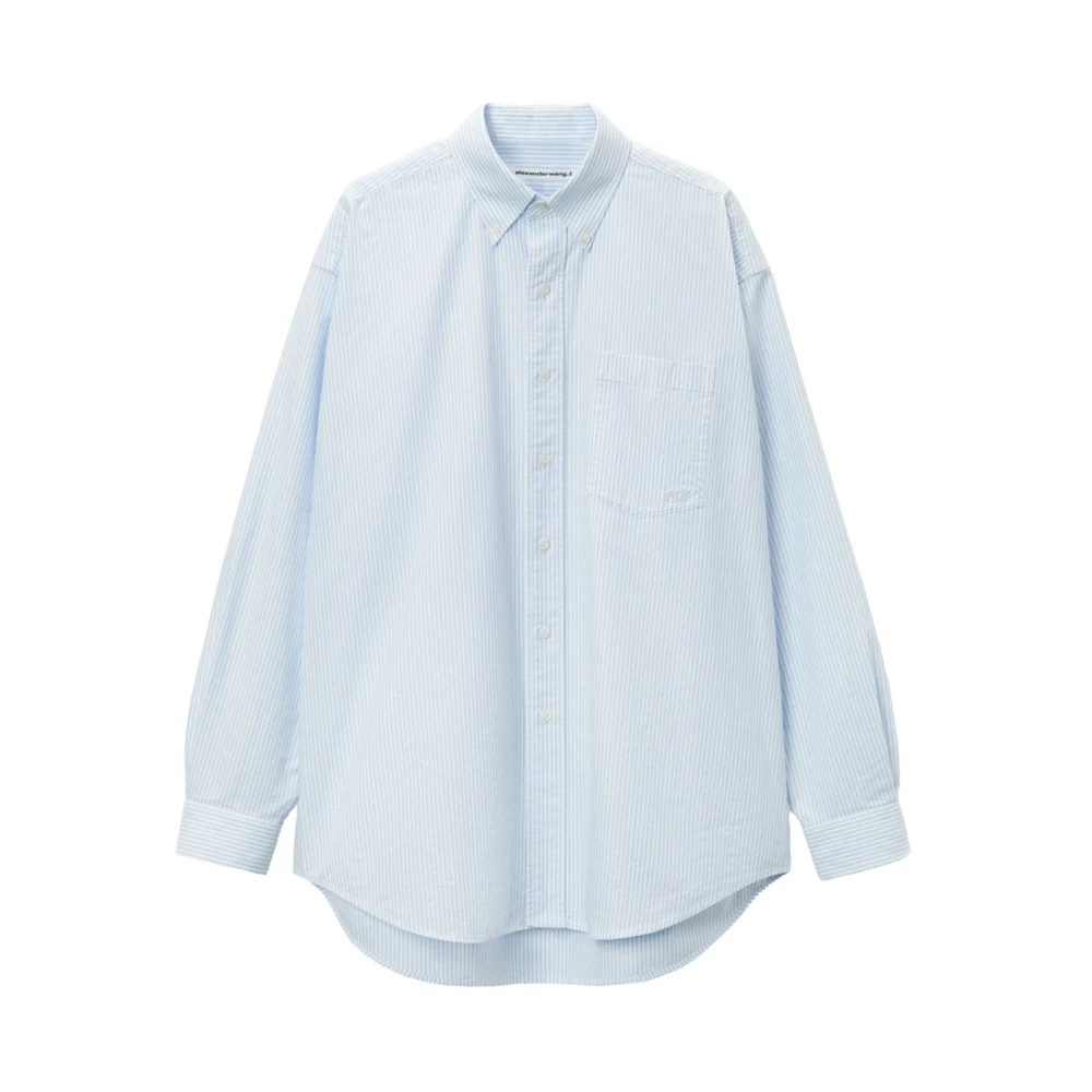 T by Alexander Wang Lichtblauw Overhemd met Logo Borduursel Blue Dames