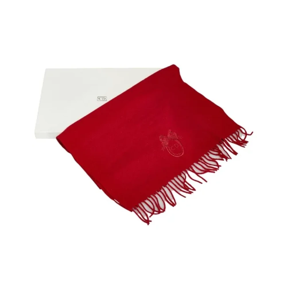 Dior Vintage Pre-owned Wool scarves Red Dames