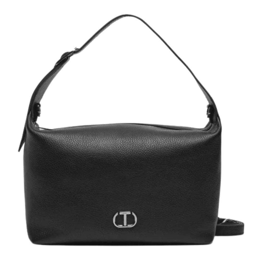 Twinset Zwarte Schoudertas met Ritssluiting Black Dames