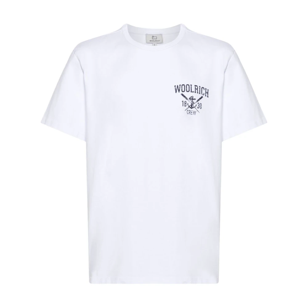 Woolrich Katoenen Logo Print Crew Neck T-shirt White Heren