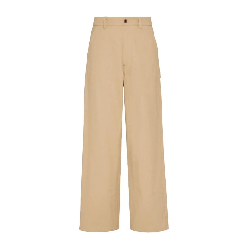 Valentino Garavani Beige Katoenen Straight Broek Beige Heren