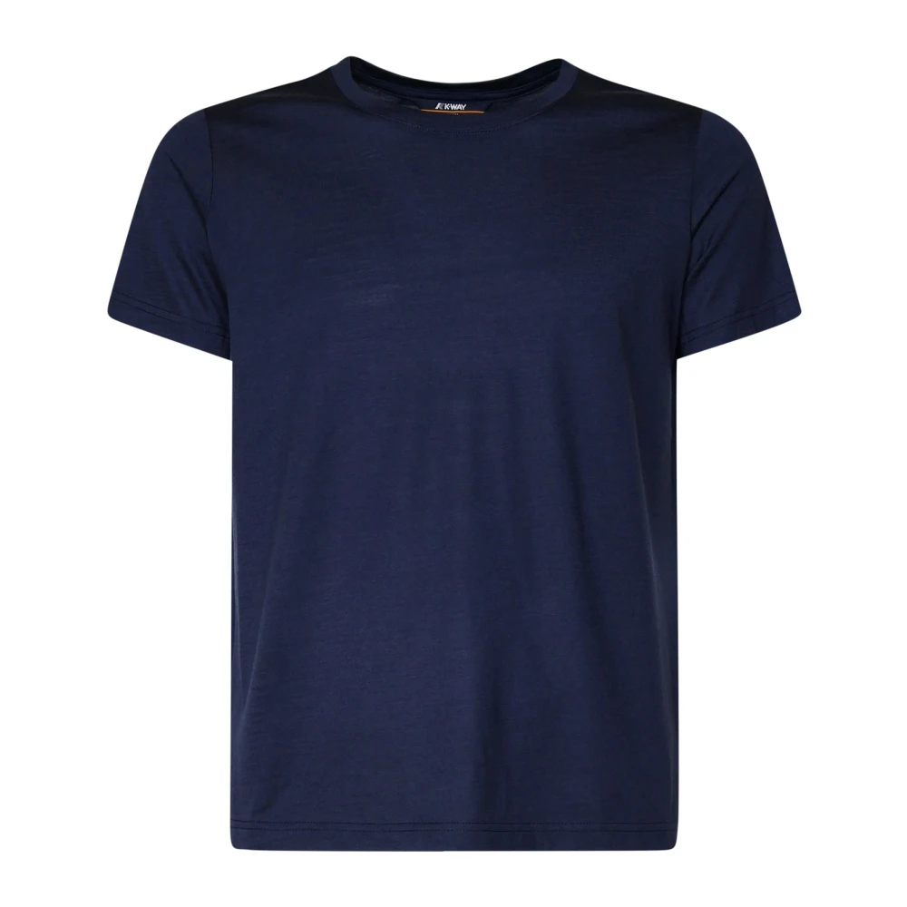 K-way Blauw Katoenen T-shirt met Ronde Kraag Blue Heren