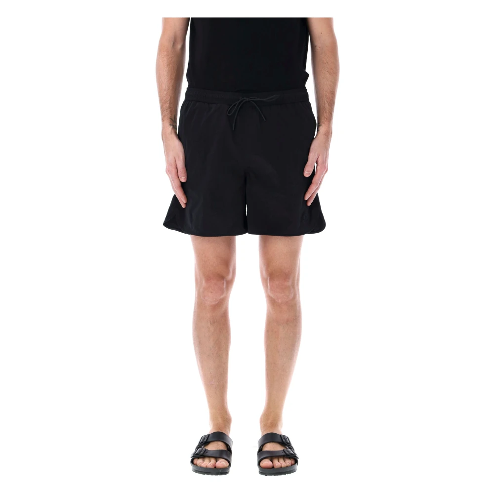 Moncler Gekreukelde nylon zwemshorts met trekkoord Black Heren