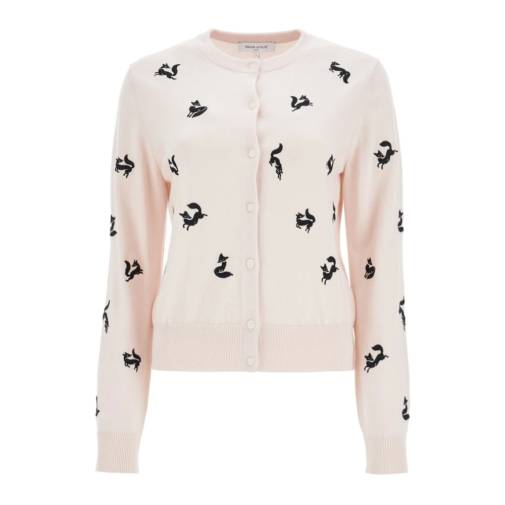 Maison Kitsuné Fancy Fox Geborduurde Vest Pink Dames