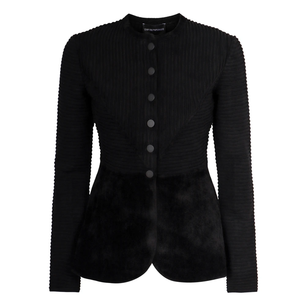 Emporio Armani Damen Schwarz Ottoman Chenille Jacket