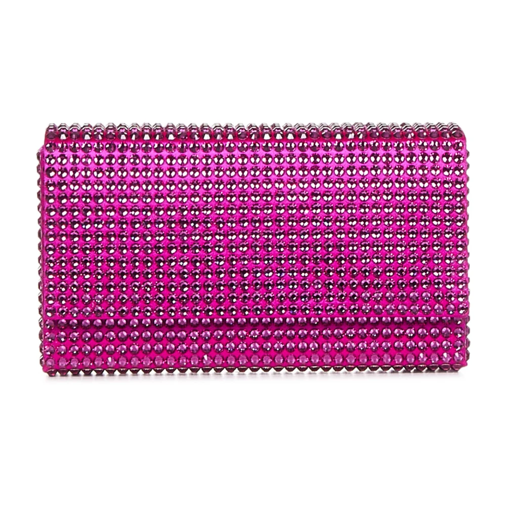 Amina Muaddi Women's Fuchsia Crystal Clutch Bag