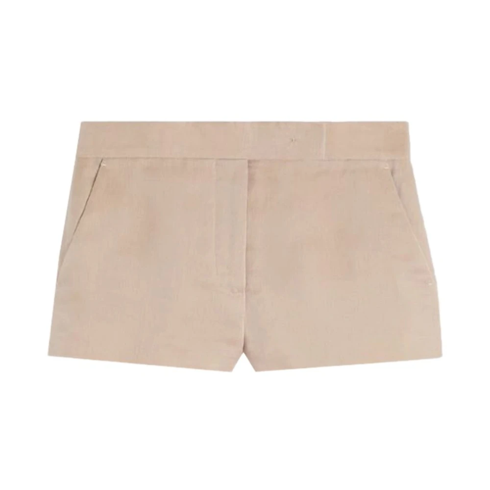 Max Mara Vrouw Beige Korte Broeken Dames, S, Linnen, Aerosi Shorts